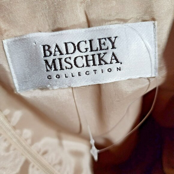 Badgley Mischka Peach Floral Dress – Size 14 – Scoop Neck – Sleeveless - Picture 2 of 9